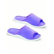 open toe house slippers fluffy cushioned open toe terry slide house slippers w satin trim medium lavender open toe house slippers fluffy cushioned open toe terry slide house slippers w satin trim medium lavender